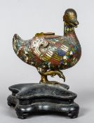 A Chinese cloisonne censor, probably 18th century
Modelled as a duck,