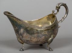 A 19th century Irish silver sauceboat, hallmarked Dublin 1837, maker's mark of R.