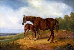 Attributed to JAMES WARD (1769-1859) British
Mare and Foal in Landscape
Oil on canvas
49 x 34 cm,