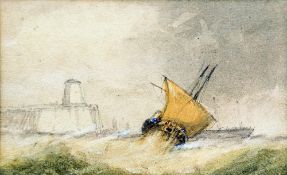 EDWIN HAYES (1820-1904) British
Shipping off Ramsgate
Watercolour
Inscribed to verso Ramsgate 1877