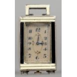 A miniature enamel decorated Sterling silver carriage clock
With black and cream enamel decoration.