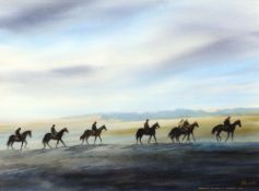 *AR PETER KNUTTEL (born 1945) British
Early Morning on Newmarket Heath;