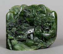 A Chinese carved jade group
Worked as a sage in a mountainous landscape.  13 cm high.