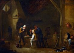 Manner of DAVID TENNIERS The Elder (1582-1649) Flemish
Figures in a Tavern Interior
Oil on