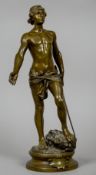 ADRIEN ETIENNE GAUDEZ (1845-1902) French
Model of David, holding a sword,
