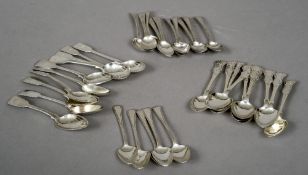 Seven sets of Georgian and Victorian silver teaspoons,