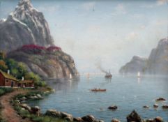 NIELS HANS CHRISTIANSEN (1850-1922) Danish
Shipping on the Fjord
Oil on metal
Signed
39.5 x 29.