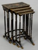 A 19th century quartetto nest of chinoiserie lacquered tables
Each of rectangular form with gilt