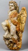 An 18th century Continental polychrome decorated carved softwood putto
69 cm high.