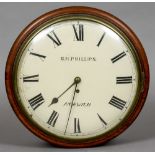 A 19th century mahogany cased wall clock
The white painted 12 inch dial signed S.M.