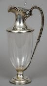 An Edward VII silver mounted glass claret jug, hallmarked London 1903,