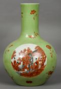 A Chinese porcelain vase
Of bulbous form,