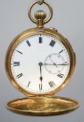 An 18 ct gold full hunter repeater pocket watch
The front initialled,