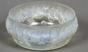 RENE LALIQUE (1860-1945) French
An opalescent glass bowl, Primeveres pattern, number 77
Moulded R.