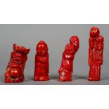 Four various Chinese carved coral figures
The largest 9 cm high.