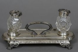 A Victorian silver desk stand, hallmarked Birmingham 1882, maker's mark of HW & Co.