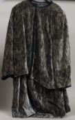 A mid 20th century Channel Boutique black and white silk velvet skirt and jacket Size not stated,