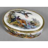 An 18th/19th century Continental gilt metal mounted porcelain snuff box Of oval section,