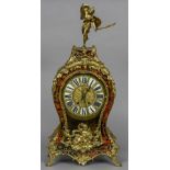 A 19th century French ormolu mounted boulle bracket clock The stepped top surmounted with a horn