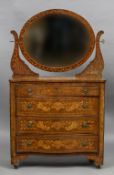 An 18th/19th century Dutch marquetry dressing chest The oval mirror above the floral marquetry