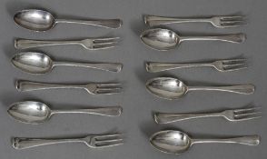 A set of six early silver forks,