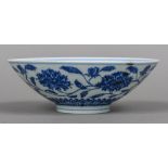 A Chinese blue and white porcelain bowl Decorated with lotus strapwork,