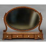 A 19th century satinwood dressing mirror Of large proportions,