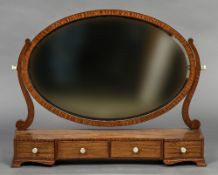 A 19th century satinwood dressing mirror Of large proportions,