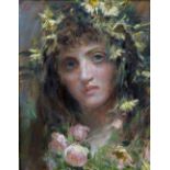 CONTINENTAL SCHOOL (19th century) Allegory Portrait of Summer Oil on panel Signed with monogram ER,