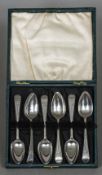 A set of six George III silver coffee spoons, hallmarked London 1798 With bright cut decoration,