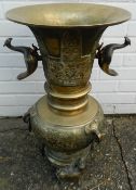 A large Chinese Ming bronze vase The flared rim above an archaistic lappet band and a pair of