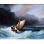 ENGLISH SCHOOL (19th century) Shipping in Choppy Waters With Storm Approaching Oil on