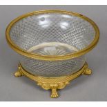 A 19th century ormolu mounted cut glass bowl With flared rim,