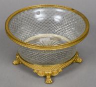 A 19th century ormolu mounted cut glass bowl With flared rim,