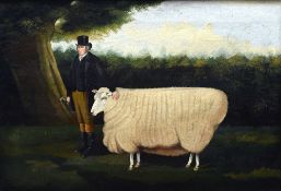 ENGLISH SCHOOL (19th century) Gentleman With His Prize Sheep Oil on canvas 61.