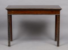 A George III mahogany serving table The rectangular top above a plain frieze,