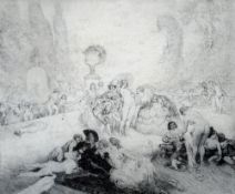 NORMAN ALFRED WILLIAM LINDSAY (1879-1969) Australian The Terrace Limited edition etching Signed in