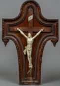 A 19th century carved ivory mounted crucifix Of typical form,