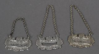 A pair of George III decanter labels, hallmarked London 1819,