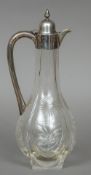 A Victorian silver mounted cut glass claret jug, hallmarked London 1900,