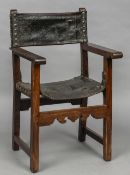 An 18th century Spanish walnut Armada chair Of typical form,