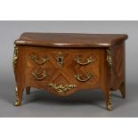 A Continental jewellery box Formed as a miniature commode,