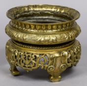 A 19th century Chinese cast bronze stand Of three sectional form,