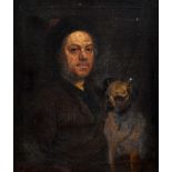 After WILLIAM HOGARTH (1697-1764) English The Painter and His Pug Oil on canvas 62 x 74 cm,