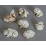 A quantity of Chinese blanc de chine porcelain miniature animals Comprising: chicken, dragon,