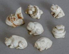 A quantity of Chinese blanc de chine porcelain miniature animals Comprising: chicken, dragon,