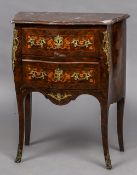 A small 19th century French marble topped commode The removable shaped marble top above two