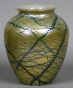 A large early 20th century iridescent glass vase, possibly Loetz (unsigned) Of ovoid form,