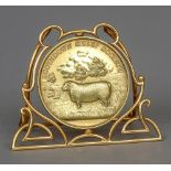 An 18 ct gold Southdown Sheep Society Champion Ram medallion, hallmarked London 1913,