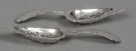 A pair of Victorian Scottish silver sifter spoons, hallmarked Edinburgh 1882,